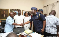 President Nana Addo Dankwa Akufo-Addo in a handshake with Chief David Asante-Apeatu