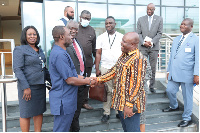 Ing. Charles Kraikue , DG, GCAA in a handshake with Hon.Joseph Cudjoe