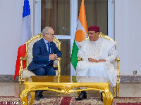 Ambassador Sylvain Itte with ousted Nigerien president Mohamed Bazoum