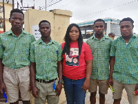 NDC parliamentary candidate for Awutu Senya East Constituency, Naa Koryoo Okunor with the students