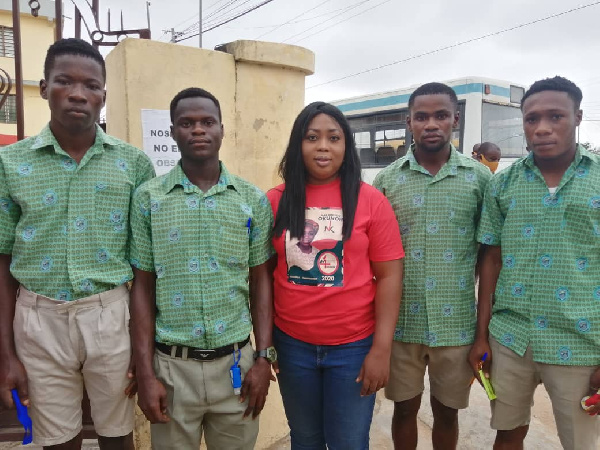 NDC parliamentary candidate for Awutu Senya East Constituency, Naa Koryoo Okunor with the students