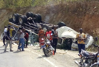 The truck somersaulted several times after break failure around a curve