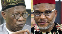 Nigeria Info Minister Lai Mohammed and arrested Biafra leader Nnamdi Kanu