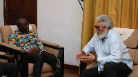 Jerry John Rawlings with Registrar of the Scholarship Secretariat