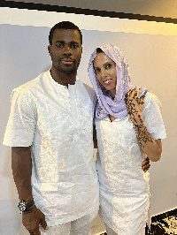 Former Black Stars goalkeeper, Razak Braimah and his wife Kalme