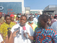 Nungua Divisional Chief, Nii Afotey Gbetse speaking to the media