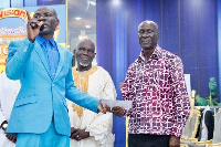 Prophet Dr Emmanuel Badu Kobi donating funds to former Black Stars players