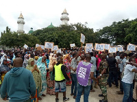 Several residents hit the streets to protest against the killings of five natives