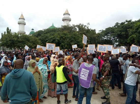 Several residents hit the streets to protest against the killings of five natives