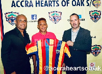 Accra Hearts of Oak defender Larry Sumaila Ibrahim (middle)