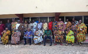 Samuel A. Jinapor in a group photo with some chiefs