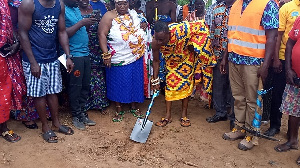 Nana Dedey Akwei II breaking grounds for the construction of the facility