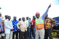 President Akufo-Addo and the Road Minister inspecting some road projects in the Ashant Region