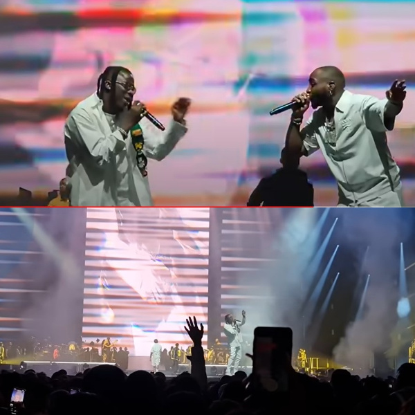 Davido and Stonebwoy on stage