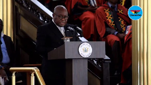 President Akufo-Addo speaking at the swearing-in of new University of Ghana Chancellor