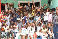 Some of the kids in a group photo with the M.P, Emmanuel Armah Kofi-Buah