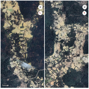 The satellite images show how much galamsey has destroyed the environment