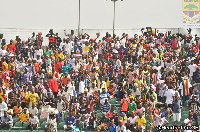 A section of enthusiastic Hearts fans