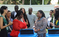 Rebecca Akufo-Addo with the group of beauty queens from other countries