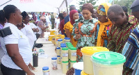 Mrs. Samira Bawumia at one of the Shea exibition stands.