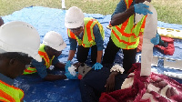 The Golden Star Wassa Mine team in simulation exercise