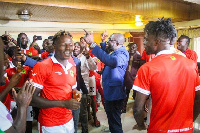 GFA President, Kurt Okraku and Asante Kotoko players