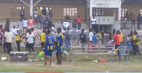 Scenes at the Swedru Stadium after Kenpong Academy and New Edubiase was ended