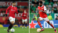 Manchester United midfielder Casemiro and Arsenal midfielder Thomas Partey