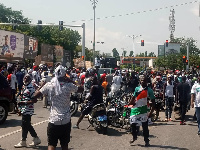 Some NDC supporters protested at the EC headquarters prior to the official declaration