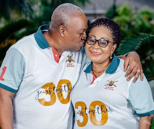 Ex-President Mahama with his wife, Lordina Mahama