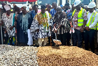 Vice President Bawumia cutting sod for the commencement of work