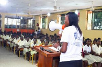 Emily Kanyir Nyuur addressing the students