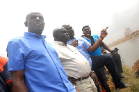 Mr Ibrahim Mahama (second from right) briefing, Julius Debrah (second left) and Alhaji Collins Dauda