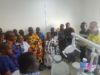 An inspection of the ultra-modern dental chair that was donated to New Abirem Government Hospital