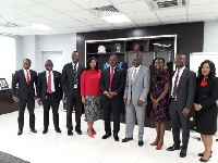 Mr Oroh with management of GIJ when they paid a courtesy call on him at his office in Accra