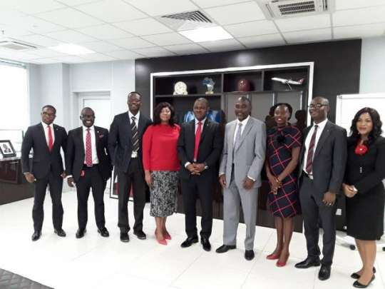 Mr Oroh with management of GIJ when they paid a courtesy call on him at his office in Accra