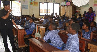 Chief Superintendent Rhodaline Florence Annor with the students