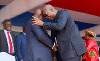 An old photo of a hearty moment between Mahama and Akufo-Addo