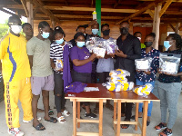 The Ghana Beach Volleyball receiving the items