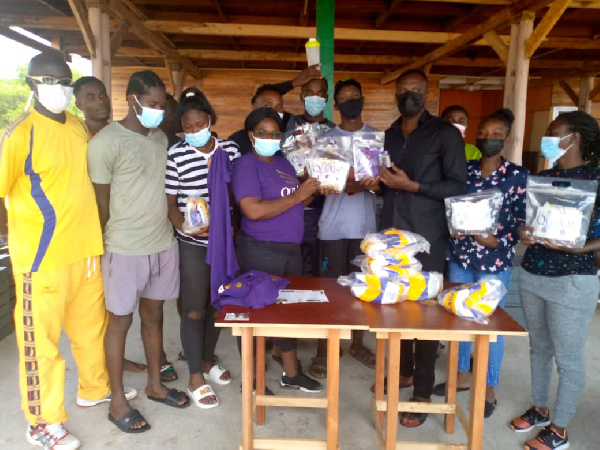 The Ghana Beach Volleyball receiving the items