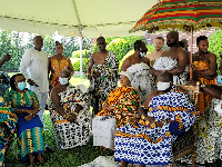 Asantehene Otumfuo Osei Tutu II seated at the durbar