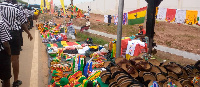 Goods displayed outside the Cape Coast Stadium