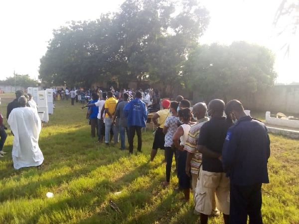 Voters at the Ashaiman Senior High School polling station