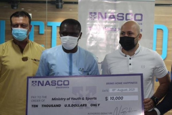 NASCO reps presented the cheque to Sports Minister Mustapha Ussif