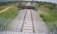 The truck was left unattended on the railway line, leading to a collision with the train