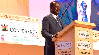 Azimio Leader Raila Odinga addresses delegates during the Biennial Devolution Conference