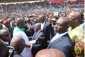 President George Weah exchanging pleasantries with Nana Akufo-Addo