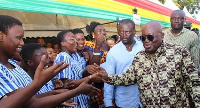 President  Akufo-Addo exchanging pleasantries with some Senior High School Students