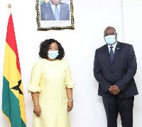 Shirley Ayorkor Botchwey and new WHO Rep to Ghana, Dr. Francis Kasola