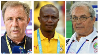 L-R: Milovan Rejevac, James Kwasi Appiah and Ratomir Dujković